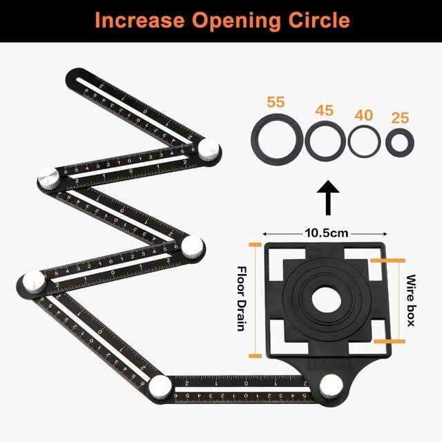 Angle Tile Hole Ruler Locator Multi Protractors Adjustable  4/6/12 slides/fold Ruler Glass Universal Angular Template Gauge