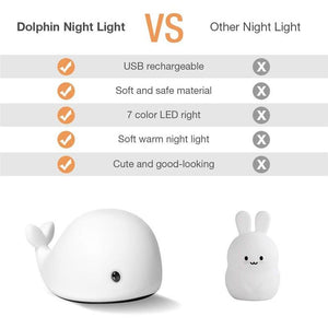 Cute Whale LED Motion Sensor Baby USB Rechargeable Lamp