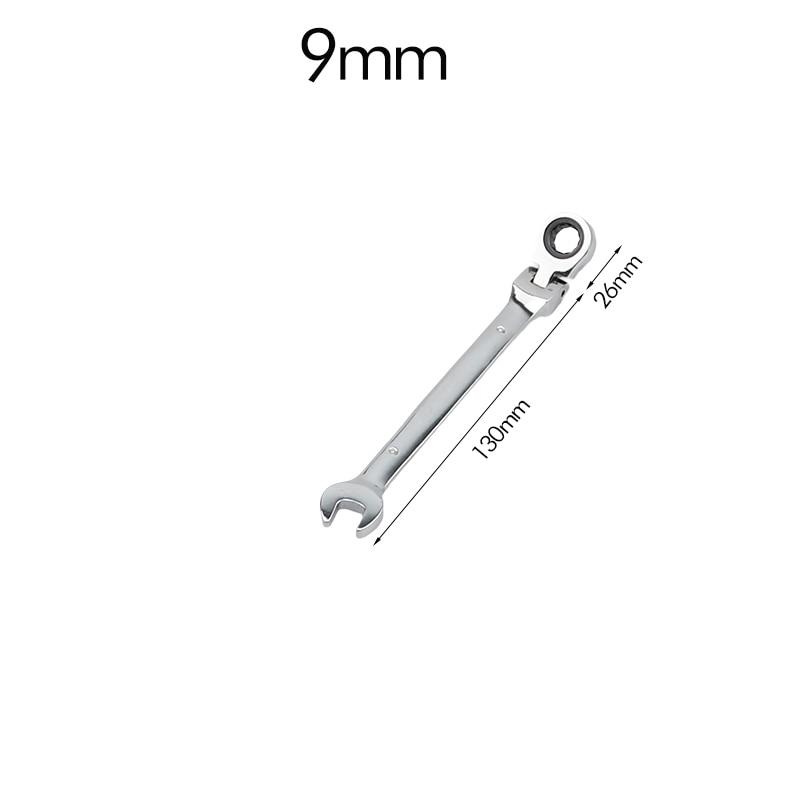 6-23mm Flexible Ratchet Spanner Nut Tool Metric Ratchet Head Cr-v Alloy Steel Open End Ring 180° Torx Repair Wrenches