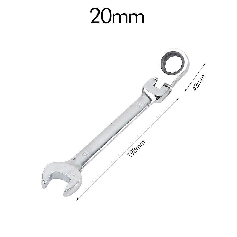 6-23mm Flexible Ratchet Spanner Nut Tool Metric Ratchet Head Cr-v Alloy Steel Open End Ring 180° Torx Repair Wrenches