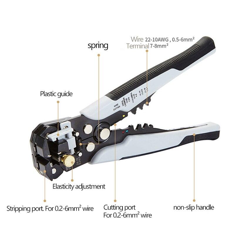 Pliers Wire Cutter Crimping Wire Automatic Stripper Multi-functional Peeling Tools Terminal Pliers 0.2-6.0mm Hand Tools