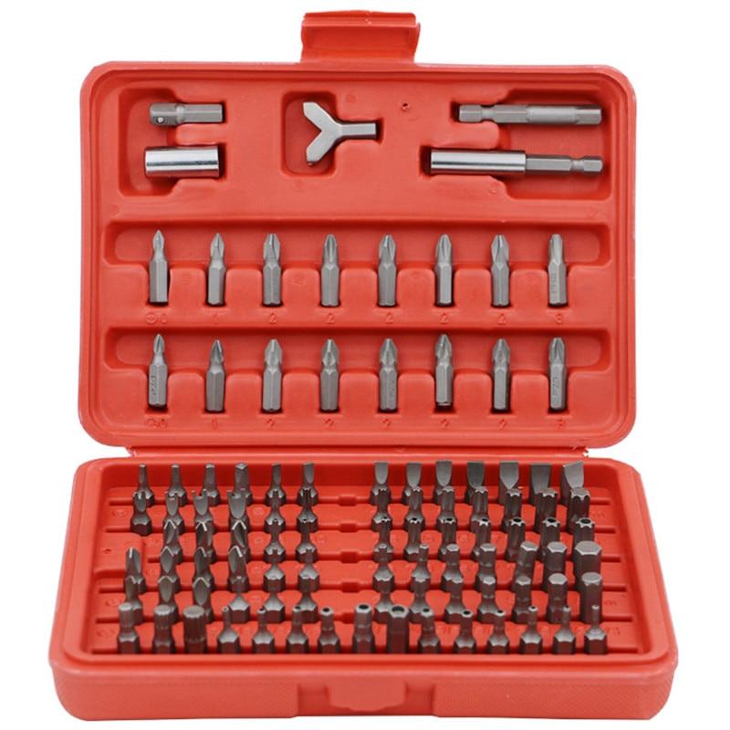 Sturdy Quality Chrome Vanadium Steel Screwdriver bit Head Set Professional 1/4'' Hex Bit Set with Case 1pcs Box