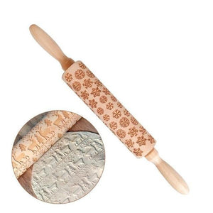 Merry Christmas Elk Wooden Print Rolling Pin