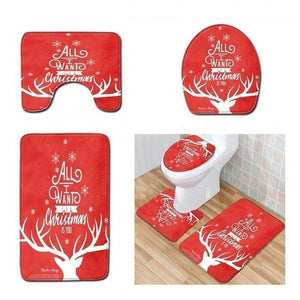 Santa Claus Rug Seat Bathroom Set Merry Christmas Decorations For Home