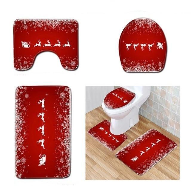 Santa Claus Rug Seat Bathroom Set Merry Christmas Decorations For Home