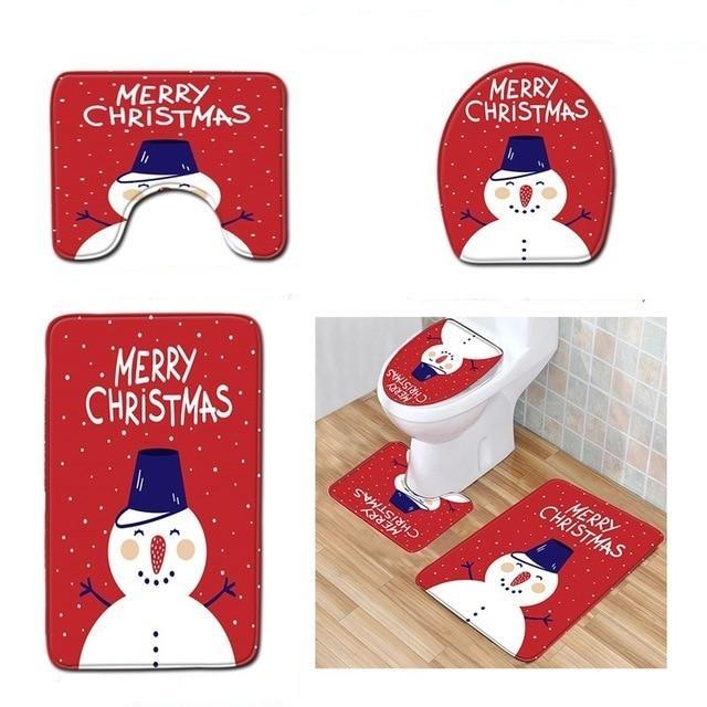 Santa Claus Rug Seat Bathroom Set Merry Christmas Decorations For Home