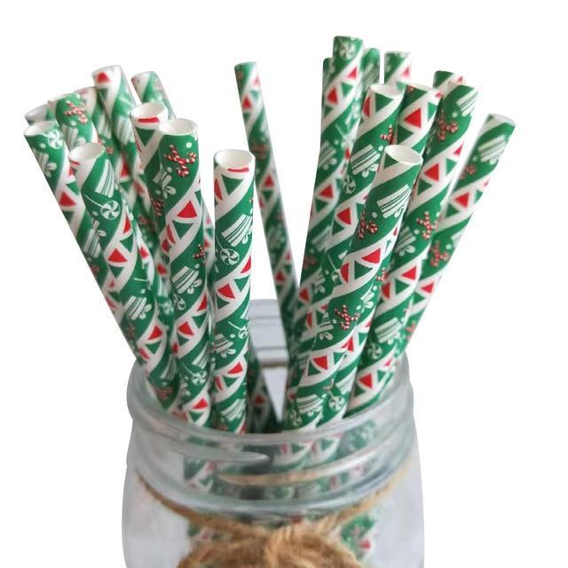 25pcs Christmas Paper Straws Drinking Straw