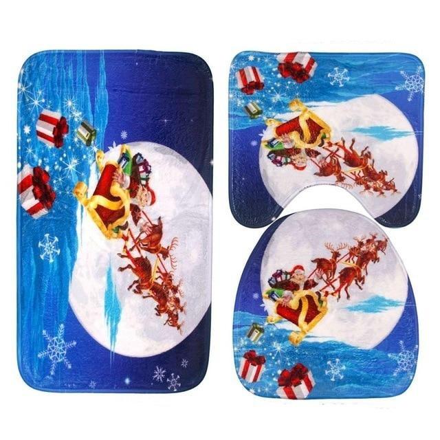 Santa Claus Rug Seat Bathroom Set Merry Christmas Decorations For Home