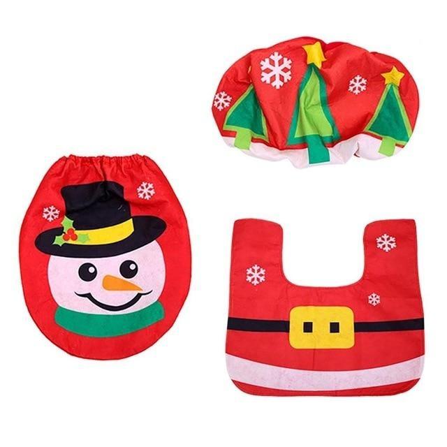 Santa Claus Rug Seat Bathroom Set Merry Christmas Decorations For Home